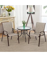 Costway 2PCS Patio Chairs Dining Chair Deck Yard W/Armrest