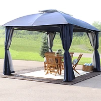 10 x 13 Foot Soft-Top Patio Gazebo with Screens and Privacy Walls - Great for Backyard, Garden or Deck