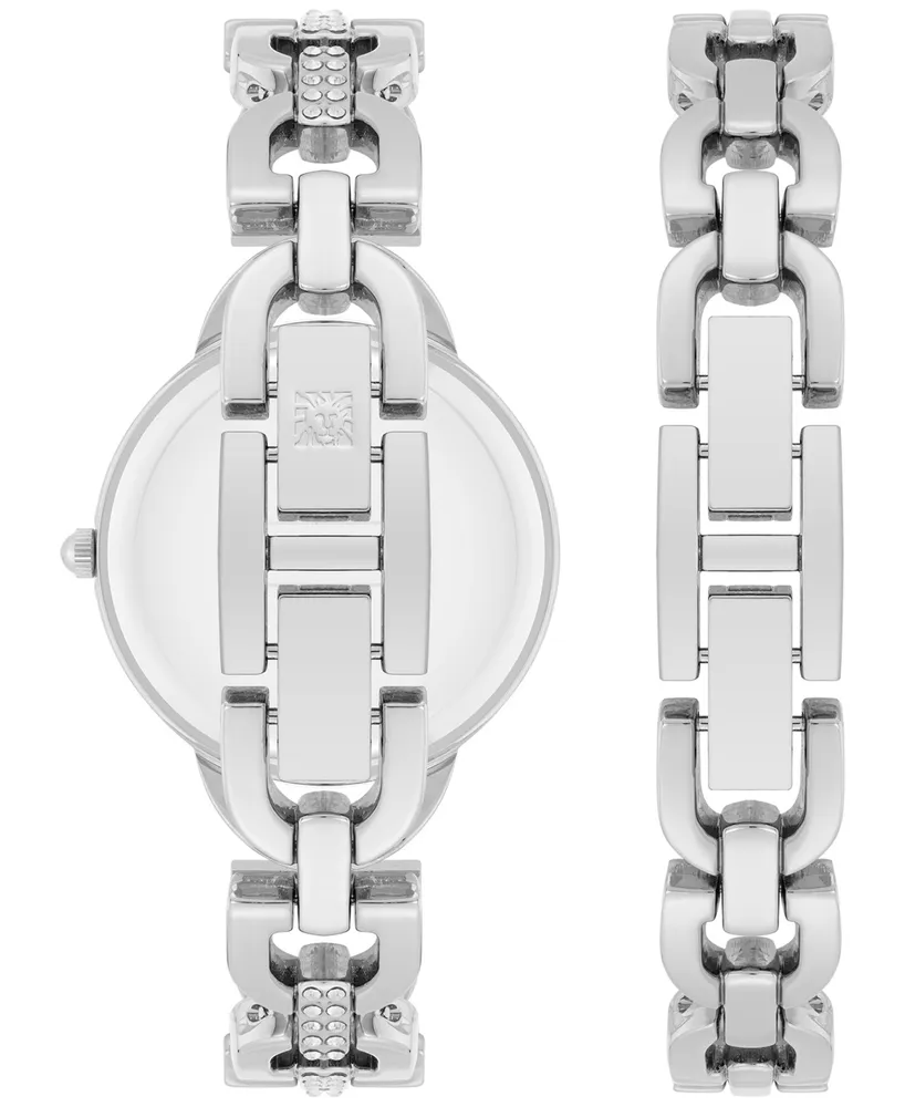 Anne Klein Women's Crystal Accent Bracelet Watch 31mm Gift Set