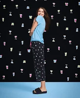 Hue Women's Sleepwell Printed Knit Capri Pajama Pant Made with Temperature Regulating Technology