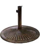 Sunnydaze Decor 22 in Ridged Cast Iron Round Patio Umbrella Base - Bronze