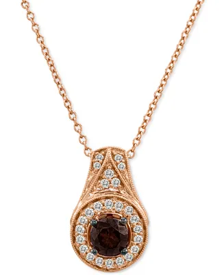 Le Vian Chocolate Diamond (3/8 ct. t.w.) & Vanilla Diamond (3/8 ct. t.w.) Halo 18" Pendant Necklace in 14k Rose Gold