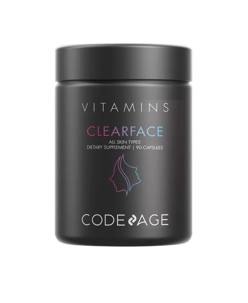 Codeage Clearface Pantothenic Acid, Niacin Supplement, Vitamins A, C, D3, E, Probiotics, Zinc, Riboflavin, Thiamin, L-Lysine Hcl & Omega-3, Niacinamid