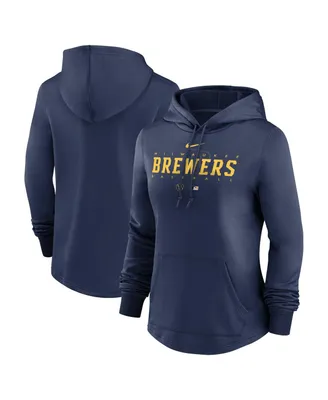 Women's Nike Navy Milwaukee Brewers Authentic Collection Pregame Performance Pullover Hoodie