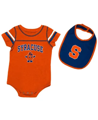 Newborn and Infant Boys Girls Colosseum Orange Syracuse Chocolate Bodysuit Bib Set