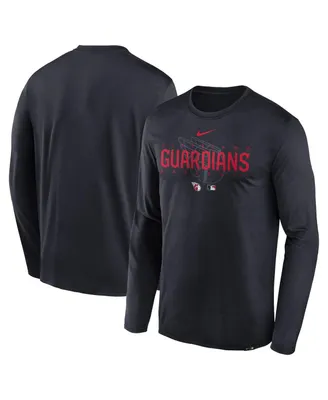 Men's Nike Navy Cleveland Guardians Authentic Collection Team Logo Legend Performance Long Sleeve T-shirt