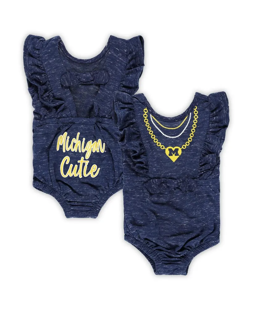 Girls Newborn and Infant Colosseum Navy Michigan Wolverines Gidget Ruffle  Bodysuit