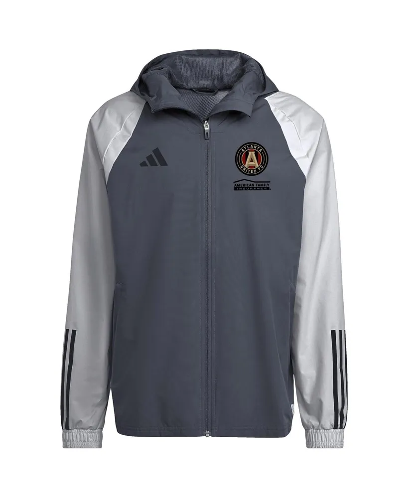 Men's adidas Charcoal Atlanta United Fc All-Weather Raglan Hoodie Full-Zip Jacket