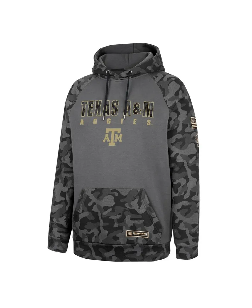 Men's Colosseum Charcoal Texas A&M Aggies Oht Military-Inspired Appreciation Camo Stack Raglan Pullover Hoodie