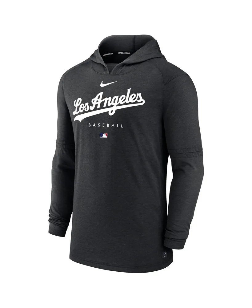 Men's Nike Heather Black Los Angeles Dodgers Authentic Collection Early Work Tri-Blend Performance Pullover Hoodie