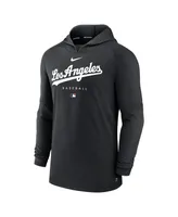 Men's Nike Heather Black Los Angeles Dodgers Authentic Collection Early Work Tri-Blend Performance Pullover Hoodie