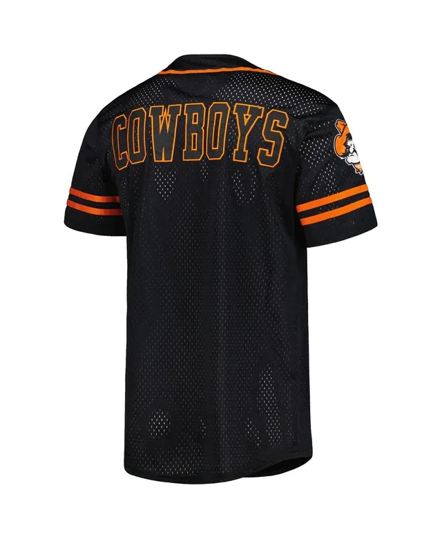 Men's Colosseum Black Oklahoma State Cowboys Free Spirited Mesh Button-Up Baseball  Jersey