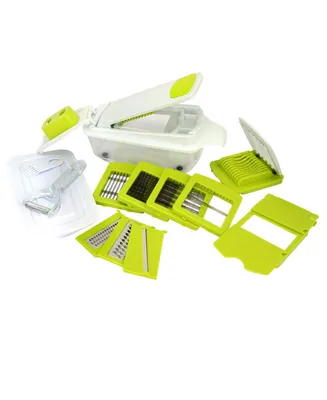 MegaChef 8-in-1 Multi-Use Slicer Dicer and Chopper with Interchangeable Blades, Vegetable and Fruit Peeler and Soft Slicer