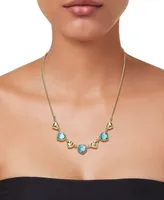 Swiss Blue Topaz Heart Chain 18" Collar Necklace (13-1/2 ct. t.w.) in 14k Gold-Plated Sterling Silver