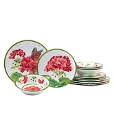 Certified International Geraniums Melamine 12 Piece Dinnerware Set, Service for 4