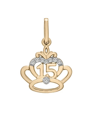 Wrapped Diamond Quinceanera Charm Pendant (1/20 ct. t.w.) in 10k Gold, Created for Macy's