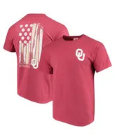 Men's Crimson Oklahoma Sooners Baseball Flag Comfort Colors T-shirt