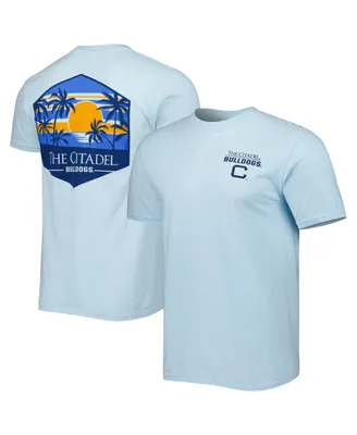 Men's Light Blue Citadel Bulldogs Landscape Shield T-shirt