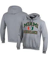 Men's Champion Heather Gray Miami Hurricanes High Motor Pullover Hoodie