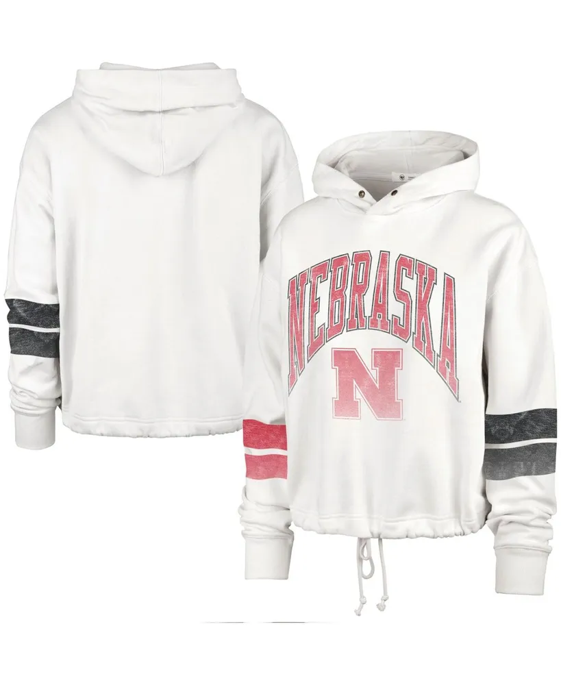 Home, '47 Brand Women's '47 Brand Cream Nebraska Huskers Harper Adjustable  Cropped Pullover Hoodie