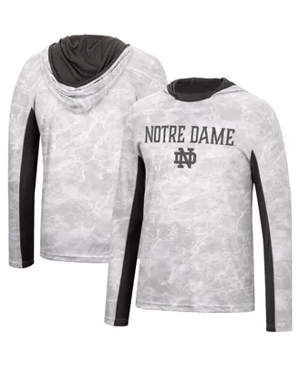 Men's Colosseum White Notre Dame Fighting Irish Mossy Oak Spf 50 Performance Long Sleeve Hoodie T-shirt