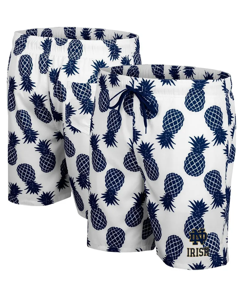 Men's Colosseum White and Navy Notre Dame Fighting Irish Pineapple Swim Shorts