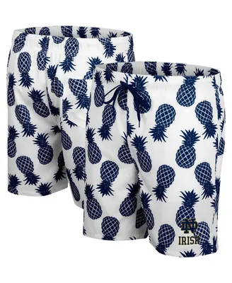 Men's Colosseum White and Navy Notre Dame Fighting Irish Pineapple Swim Shorts