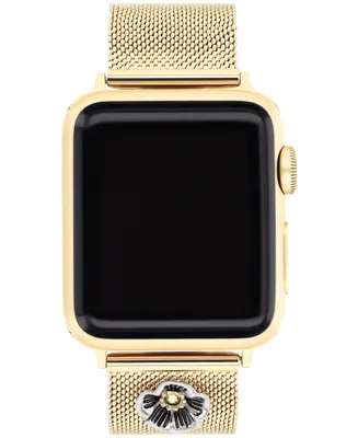 Coach Women's Gold-Tone Mesh Tea Rose Charm Strap for Apple Watch, 38, 40, 41mm