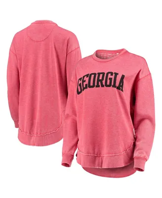 Women's Pressbox Red Georgia Bulldogs Vintage-Like Wash Pullover Sweatshirt