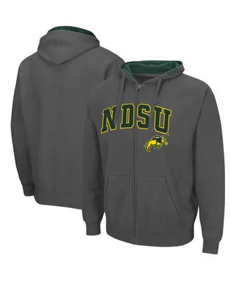 Men's Colosseum Charcoal Ndsu Bison Arch and Logo 3.0 Full-Zip Hoodie