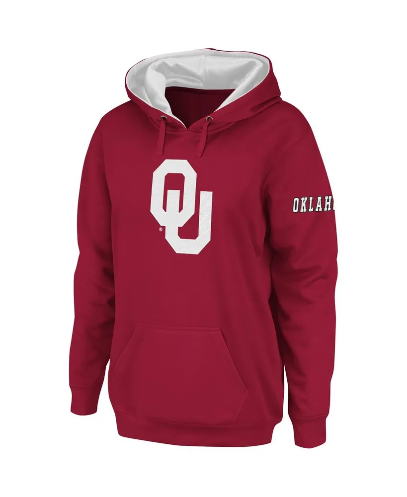 Women's Stadium Athletic Crimson Oklahoma Sooners Big Logo Pullover Hoodie