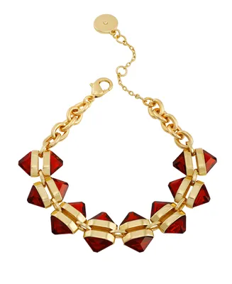 Vince Camuto Imitation Red Siam Epoxy Gold-Tone Cable Chain Bracelet