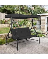 Costway Converting Outdoor Swing Canopy Hammock 3 Seats Patio Deck Furniture