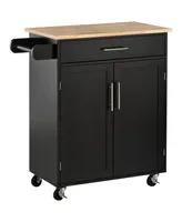 Homcom Kitchen Large Storage Island on 360° Swivel Wheels Cart w/ Drawer