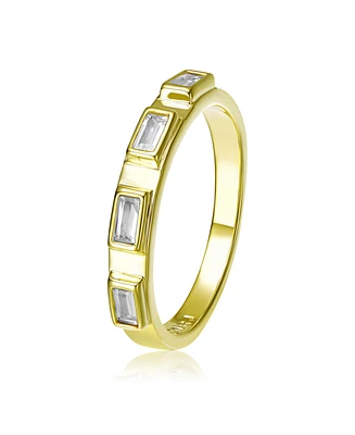 Ra 14K Gold Plated Baguette Cubic Zirconia Band Ring