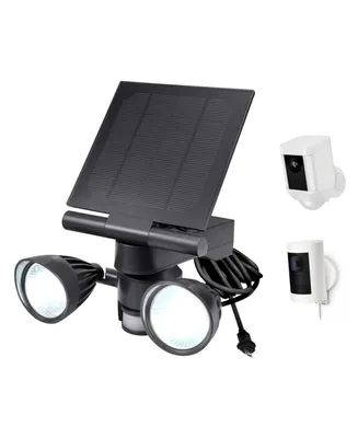 Wasserstein Ring Floodlight and Solar Panel Charger - Motion-Activated for Ring Stick Up Cam Battery and Ring Spotlight Cam Battery (Black)