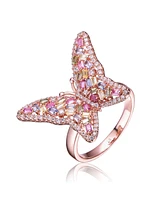 Rachel Glauber Ra 18K Rose Gold Plated Multi Color Cubic Zirconia Butterfly Ring