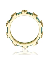 Rachel Glauber Ra 14k Yellow Gold Plated with Green & Cubic Zirconia Band Eternity Ring