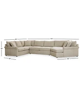 Wrenley 170" 3-Pc. Fabric Sectional Cuddler Chaise Sofa, Created for Macy's