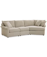 Closeout! Wrenley 131" 3-Pc. Fabric Modular Cuddler Chaise Sectional Sofa, Created for Macy's