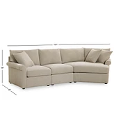 Wrenley 131" 3-Pc. Fabric Modular Cuddler Chaise Sectional Sofa, Created for Macy's