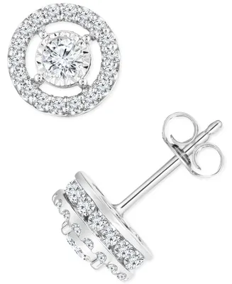 TruMiracle Diamond Halo Stud Earrings (1 ct. t.w.) in 14k White Gold