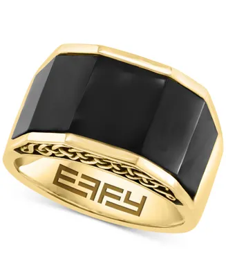 Effy Men's Onyx Geometric Ring in 14k Gold-Plated Sterling Silver