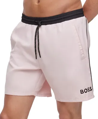 Boss by Hugo Men's Contrast-Logo Swim Shorts
