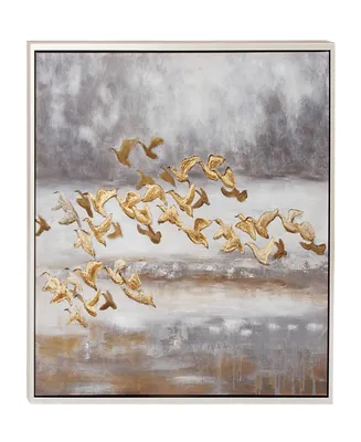 Rosemary Lane Canvas Bird Framed Wall Art with Silver-Tone Frame, 45" x 1" x 34"