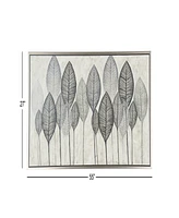 Rosemary Lane Canvas Leaf Framed Wall Art with Silver-Tone Frame, 55" x 1" x 27"