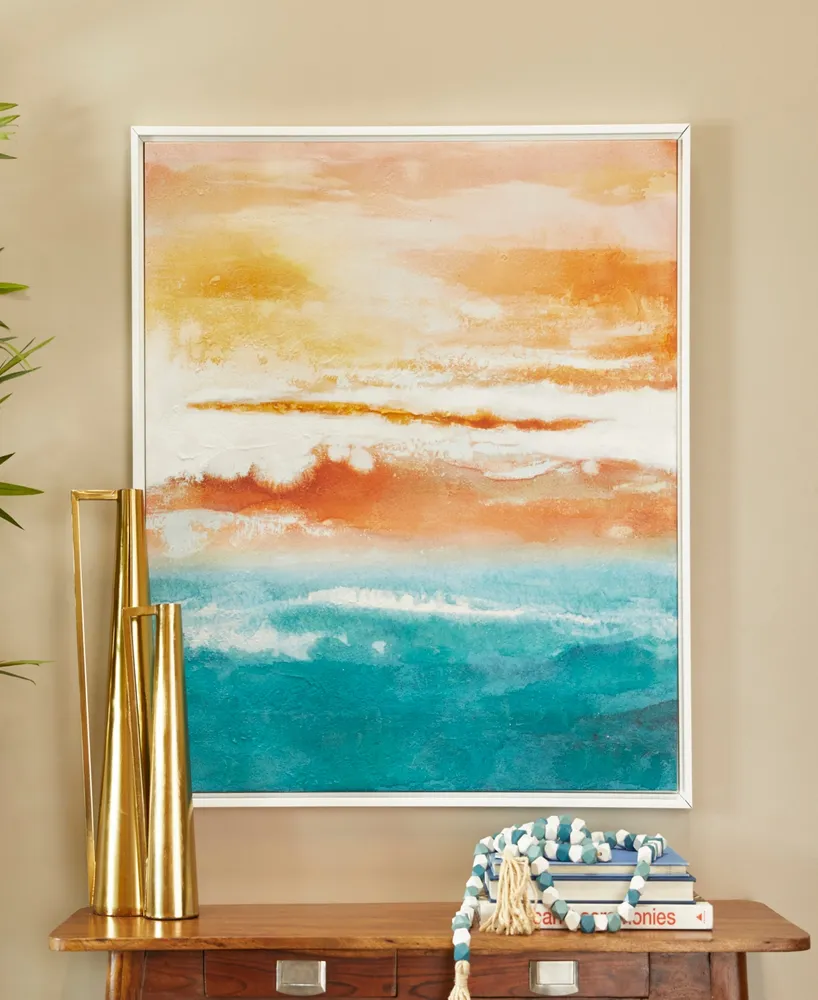 Rosemary Lane Canvas Abstract Sunset Landscape Framed Wall Art with White Frame, 37" x 1" x 37"