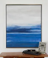 Rosemary Lane Canvas Abstract Ocean Inspired Landscape Framed Wall Art with Silver-Tone Frame, 37" x 1" x 37"