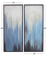 Rosemary Lane Canvas Abstract Framed Wall Art with Black Frame Set of 2, 24" x 48"