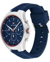 Tommy Hilfiger Men's Quartz Multifunction Blue Silicone Strap Watch 46mm